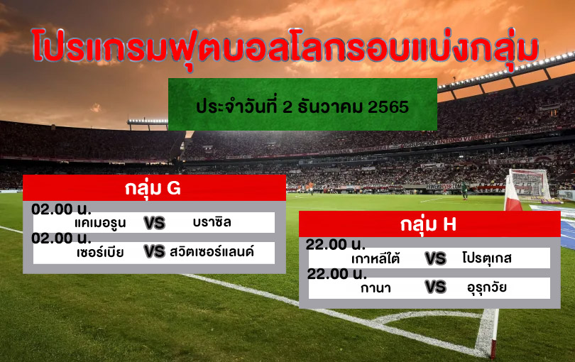 โปรแกรมฟุตบอลโลก 2022 ตารางการแข่งขัน